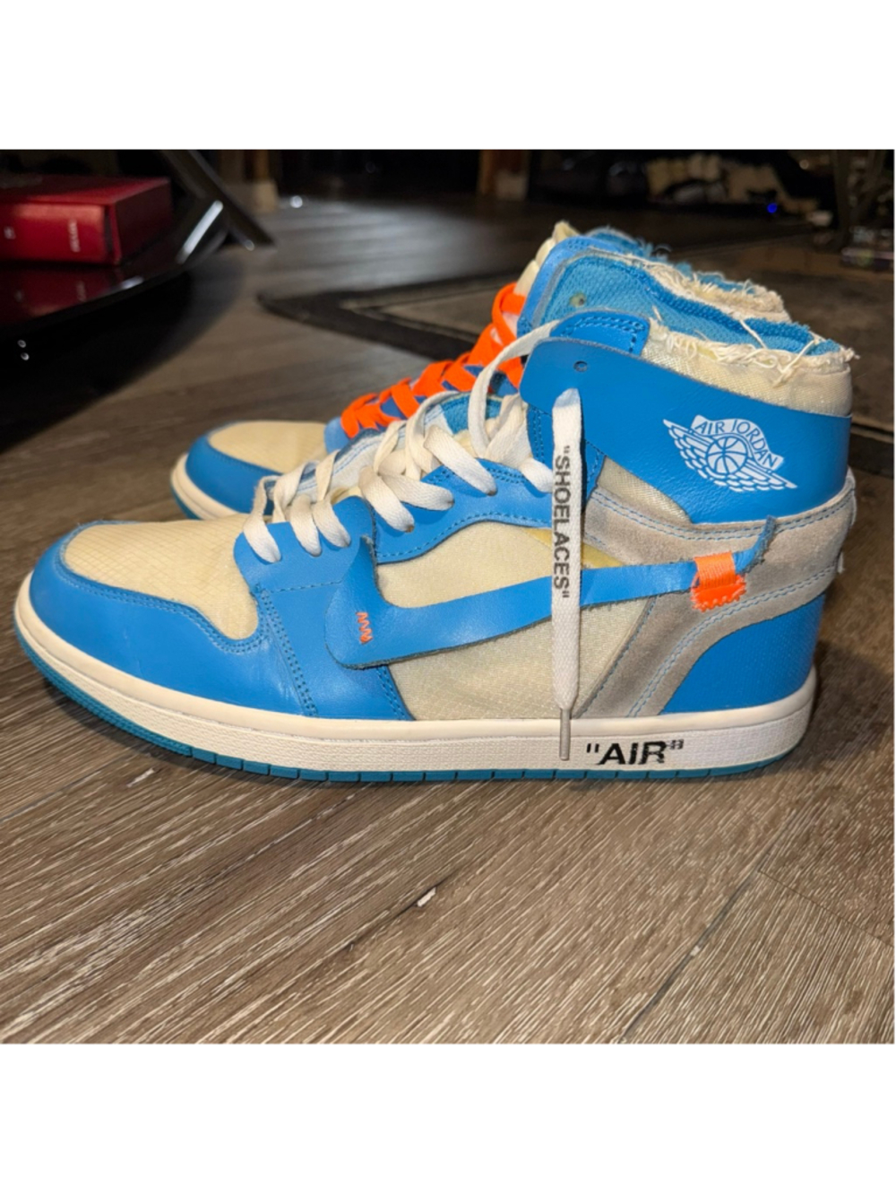 Nike Off-White Air Jordan 1 UNC Blue White Sneakers Size 10